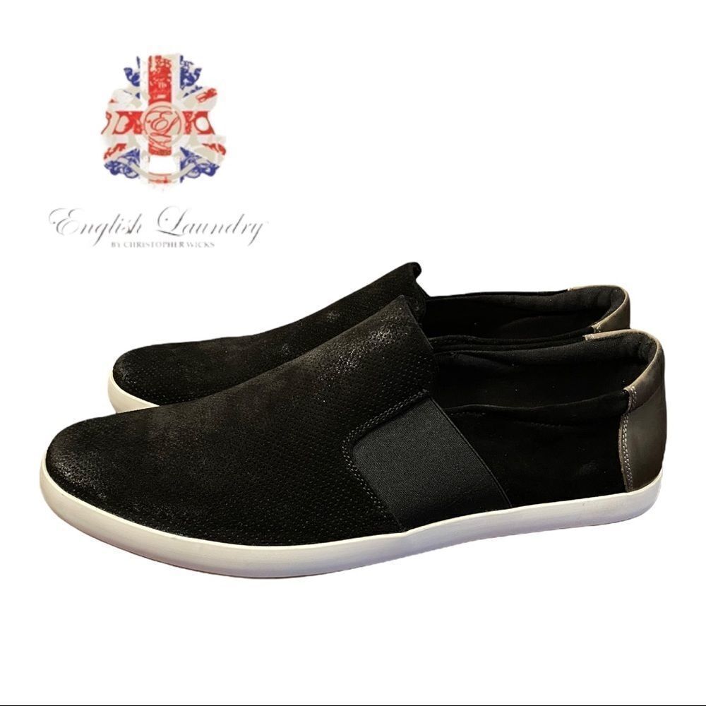 NIB English Laundry "Brondesbury" Men's Black Perforated Leather Sneakers 12